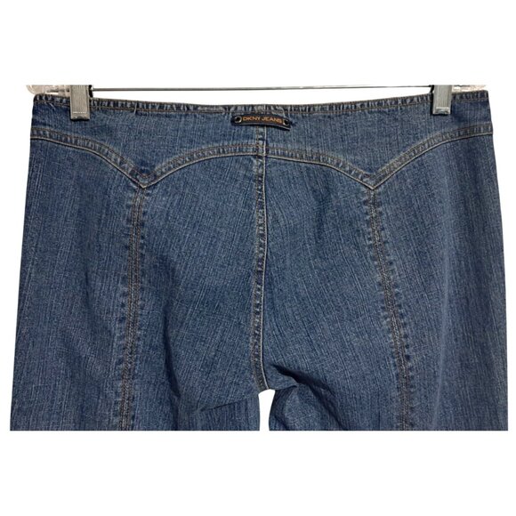 Y2K DKNY Jeans Womens Flared Denim Pants W/ Front Slits Size 9 Blue Cotton Blend - Picture 7 of 12